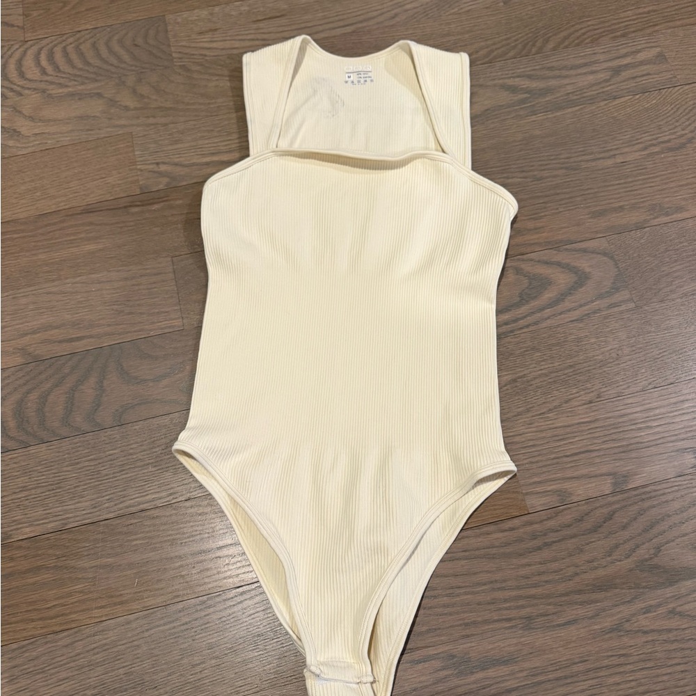 Kids Cream Ribbed One-Piece Bodysuit